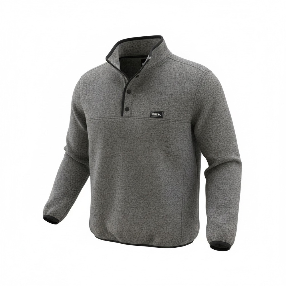 Eddie Bauer Mens Bonded Sweater Fleece Quarter Snap Pullover Grey Heather S